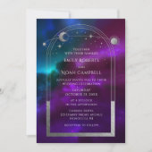 Invitation Mariage céleste Soleil Lune Étoiles Violet Turquoi (Devant)