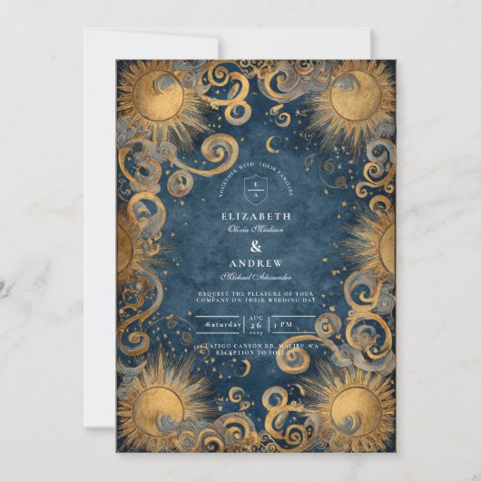 Invitation Mariage céleste sous le soleil de minuit (Devant)