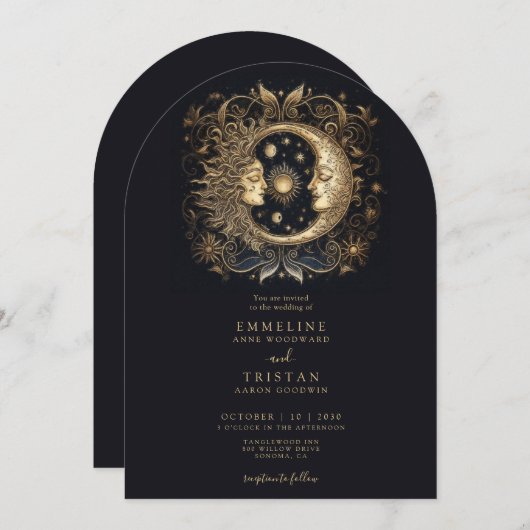 Invitation Mariage céleste Sun Moon (Devant / Derrière)