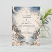Invitation Mariage Céleste sur une Plage Éthérée (Debout devant)