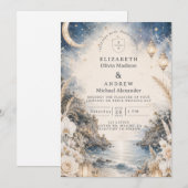 Invitation Mariage Céleste sur une Plage Éthérée (Devant / Derrière)