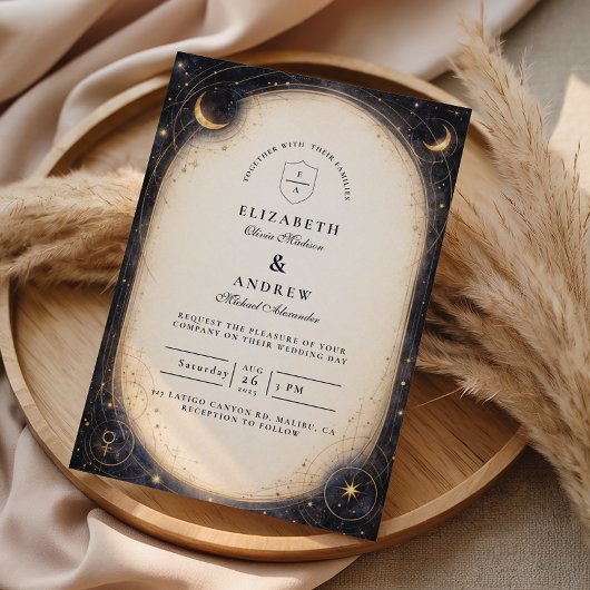 Invitation Mariage céleste vintage