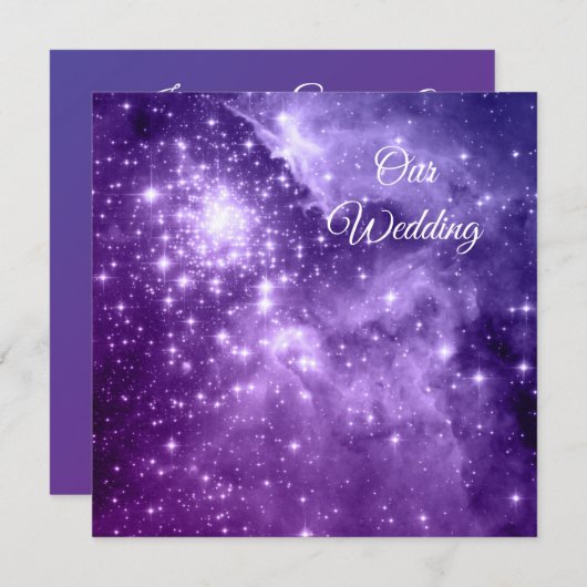 Invitation Mariage céleste violet Ombre étoiles (Devant / Derrière)