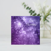 Invitation Mariage céleste violet Ombre étoiles (Debout devant)