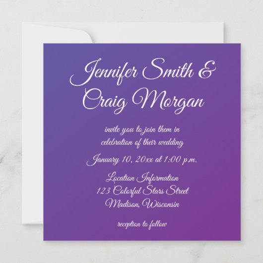 Invitation Mariage céleste violet Ombre étoiles (Dos)