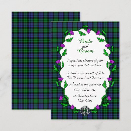 Invitation Mariage celte de Black Watch (Devant / Derrière)