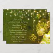 Invitation Mariage Celtic Clovers et String Lights (Devant / Derrière)