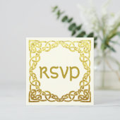 Invitation Mariage celtique élégant  Faux nœud celtique doré  (Debout devant)