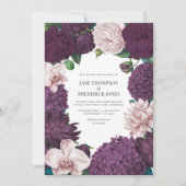 Invitation Mariage Cendre de Mûre, Prune Fumée et Lilas (Devant)