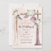 Invitation Mariage cénopique florale rose-pourpre de Bohême (Devant)