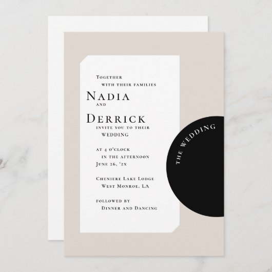 INVITATION MARIAGE CERCLE CHIC (Devant / Derrière)