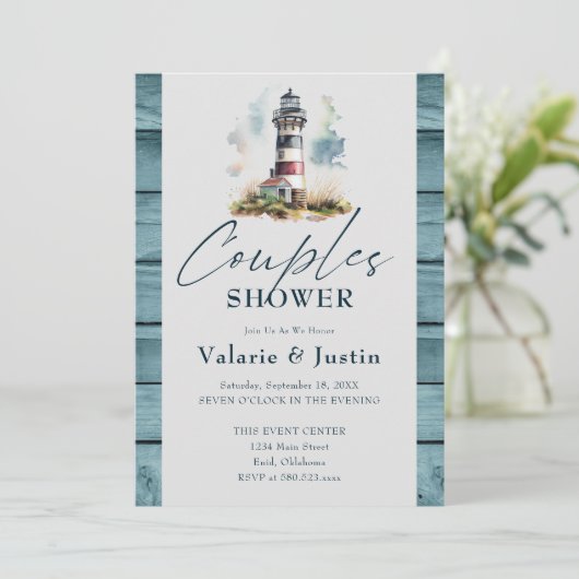 Invitation Mariage Cérémonie de fiançailles Phare de l'océan (Debout devant)