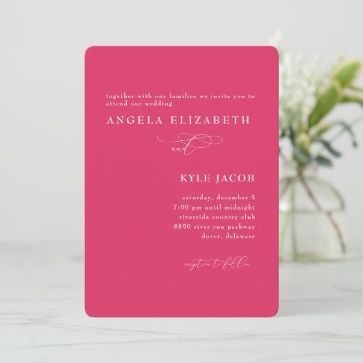 Invitation Mariage Cerise arrondi simple et moderne (Debout devant)
