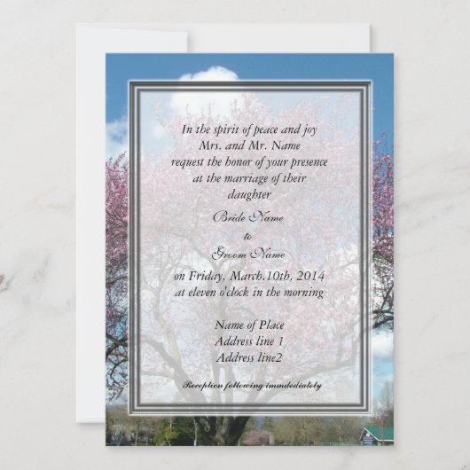 Invitation mariage, cerise d'invitation du parent de la marié (Devant)