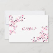 Invitation Mariage Cerisiers Fleurs Roses Blanches RSVP (Dos)