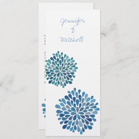 Invitation Mariage Cerulean Blue Flower (Devant / Derrière)