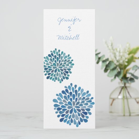 Invitation Mariage Cerulean Blue Flower (Debout devant)