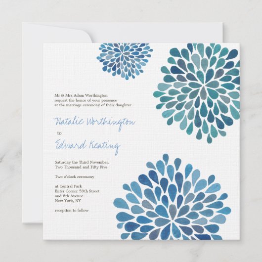 Invitation Mariage Cerulean Blue Flower (Devant)
