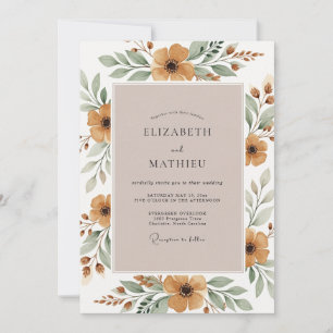 Invitation Mariage chaleureux en bois ambré