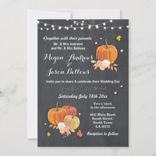 Invitation Mariage Chalk Rustic Citrouille Automne Automne In (Devant)