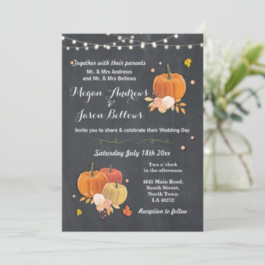 Invitation Mariage Chalk Rustic Citrouille Automne Automne In (Debout devant)