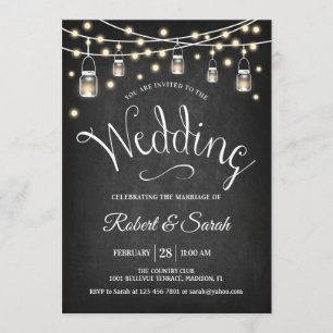 Invitation Mariage Chalkboard & Lights