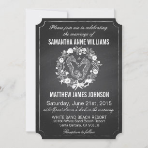 Invitation Mariage Chalkboard Seahorse Seashs