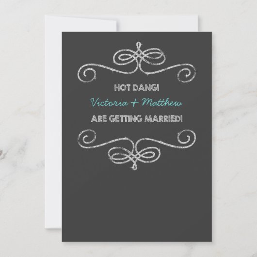 Invitation Mariage Chalkboard Vintage Hot Dang (Devant)