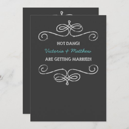 Invitation Mariage Chalkboard Vintage Hot Dang (Devant / Derrière)