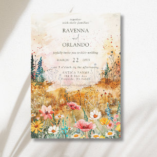 Invitation Mariage Champ de Fleurs Sauvages Coloré d'Automne
