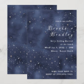 Invitation Mariage Champ Étoilé Bleu Foncé (Devant / Derrière)