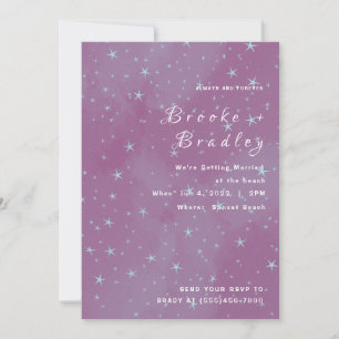 Invitation Mariage Champ Étoilé Rose Violet