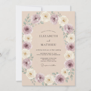 Invitation Mariage Champagne Améthyste Peint
