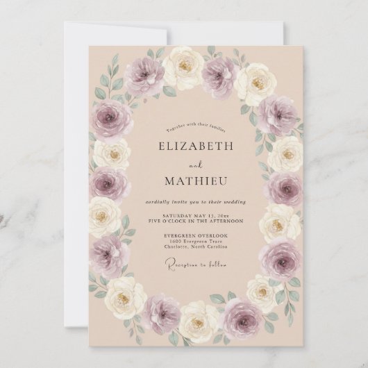 Invitation Mariage Champagne Améthyste Peint (Devant)