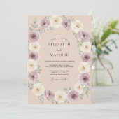 Invitation Mariage Champagne Améthyste Peint (Debout devant)