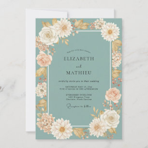 Invitation Mariage Champagne Aqua Dahlia