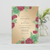 Invitation Mariage Champagne aux Feuilles Marron (Debout devant)