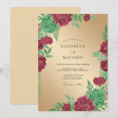 Invitation Mariage Champagne aux Feuilles Marron (Devant / Derrière)