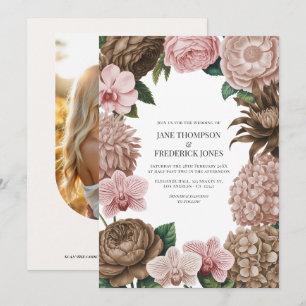 Invitation Mariage Champagne Blush, Rose Huître & Beige Latte
