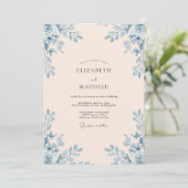 Invitation Mariage Champagne Ciel Feuillage Eucalyptus (Debout devant)