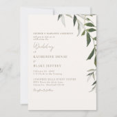 Invitation Mariage Champagne Clair Vert Doré Texte (Devant)