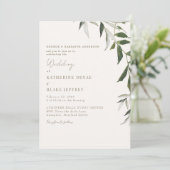 Invitation Mariage Champagne Clair Vert Doré Texte (Debout devant)