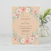 Invitation Mariage Champagne Corail Ranunculus Eucalyptus (Debout devant)
