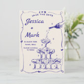 Invitation Mariage Champagne Dessiné À La Main Drôle Sauvegar (Debout devant)