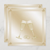 Invitation Mariage Champagne d'or pâle pour lunettes et saphi (Devant / Derrière)