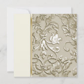 Invitation Mariage Champagne Embossé Look Damask (Devant)