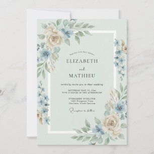 Invitation Mariage Champagne et Feuille d'Acier