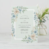 Invitation Mariage Champagne et Feuille d'Acier (Debout devant)