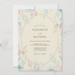 Invitation Mariage Champagne Eucalyptus à Feuillage Mauve