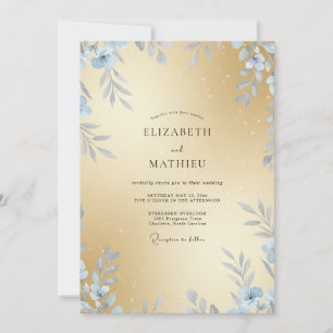 Invitation Mariage Champagne Eucalyptus au Feuillage Givré